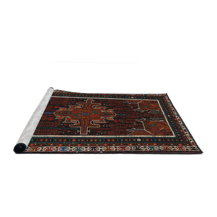 Sideview of Machine Washable Traditional Night Red Rug, wshtr1543