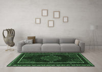 Machine Washable Persian Emerald Green Traditional Rug, wshtr1543emgrn