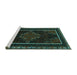 Sideview of Machine Washable Persian Turquoise Traditional Area Rugs, wshtr1543turq