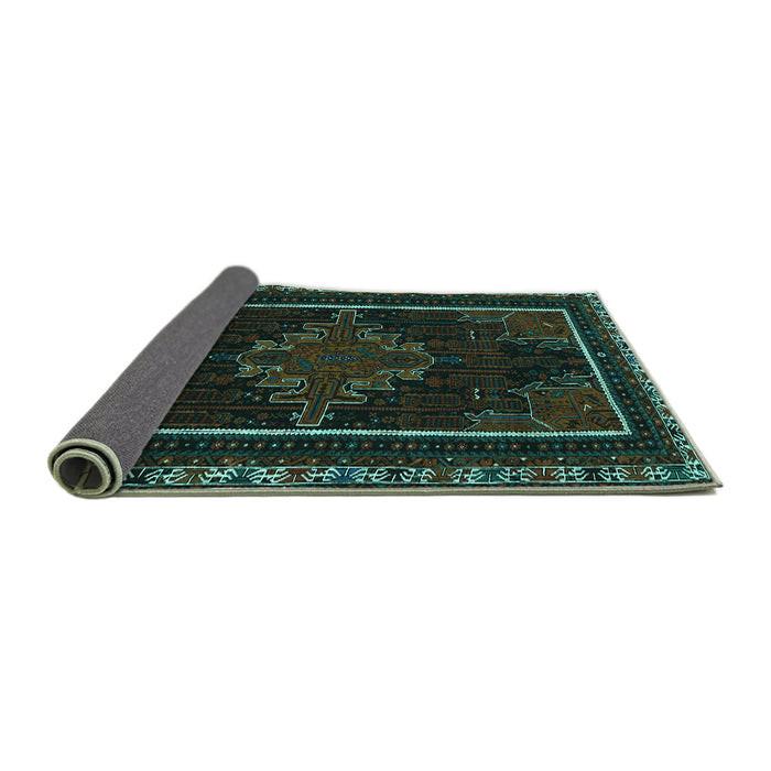 Sideview of Persian Turquoise Traditional Rug, tr1543turq