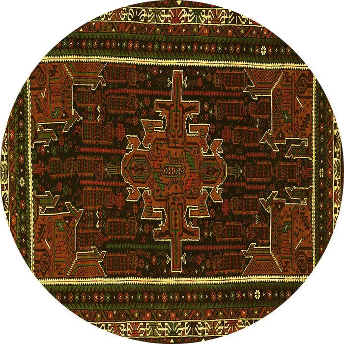 Round Machine Washable Persian Yellow Traditional Rug, wshtr1543yw