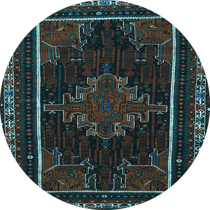 Round Persian Light Blue Traditional Rug, tr1543lblu