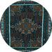 Round Persian Light Blue Traditional Rug, tr1543lblu