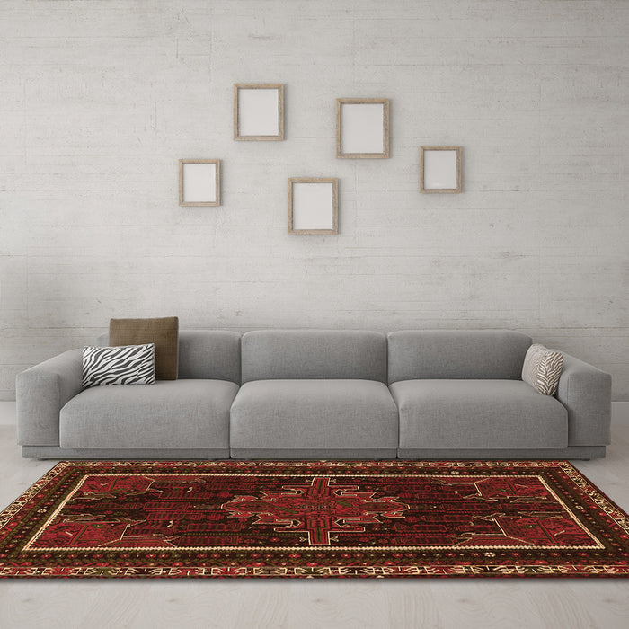 Machine Washable Persian Orange Traditional Area Rugs in a Living Room, wshtr1543org