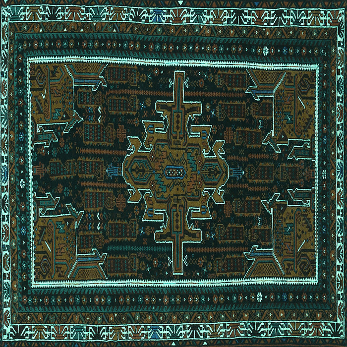 Square Machine Washable Persian Turquoise Traditional Area Rugs, wshtr1543turq