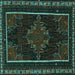 Square Machine Washable Persian Turquoise Traditional Area Rugs, wshtr1543turq