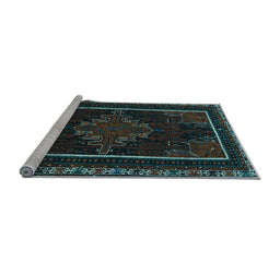 Sideview of Machine Washable Persian Light Blue Traditional Rug, wshtr1543lblu
