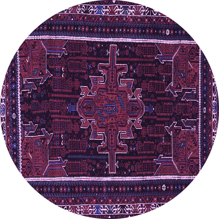 Round Machine Washable Persian Purple Traditional Area Rugs, wshtr1543pur