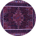 Round Machine Washable Persian Purple Traditional Area Rugs, wshtr1543pur