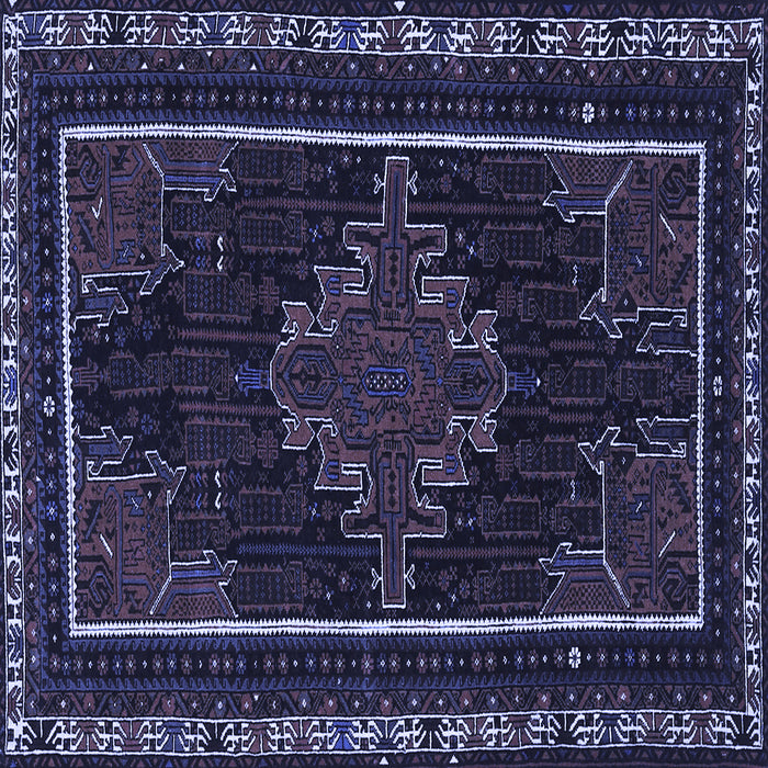 Square Machine Washable Persian Blue Traditional Rug, wshtr1543blu
