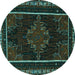 Round Persian Turquoise Traditional Rug, tr1543turq