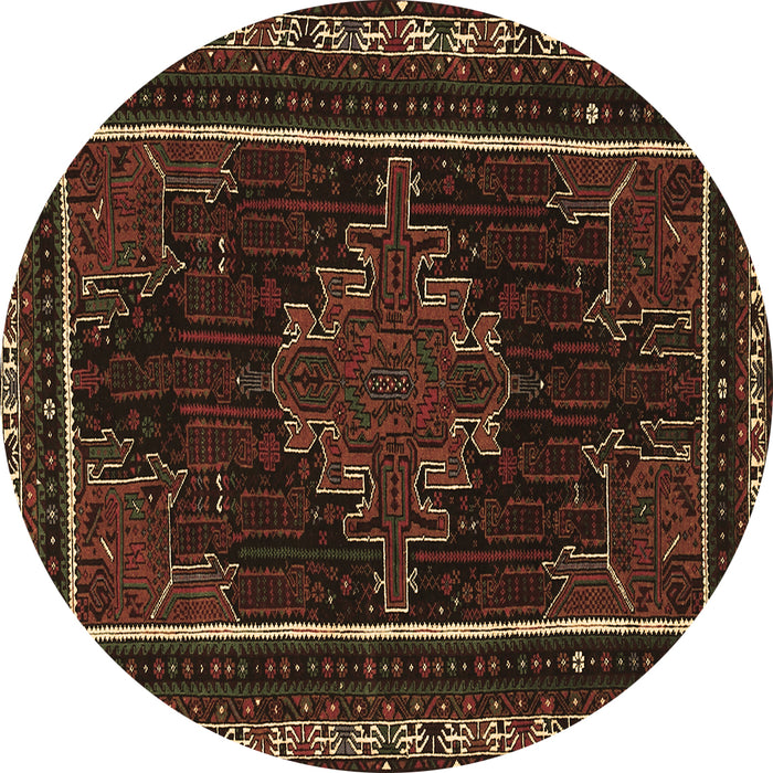 Round Persian Brown Traditional Rug, tr1543brn