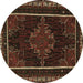 Round Persian Brown Traditional Rug, tr1543brn
