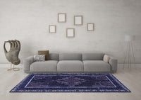 Machine Washable Persian Blue Traditional Rug, wshtr1543blu