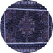 Round Persian Blue Traditional Rug, tr1543blu