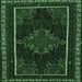 Square Machine Washable Persian Emerald Green Traditional Area Rugs, wshtr1543emgrn