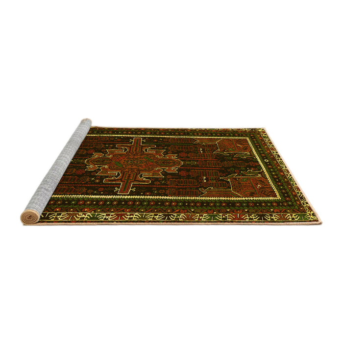 Sideview of Machine Washable Persian Yellow Traditional Rug, wshtr1543yw
