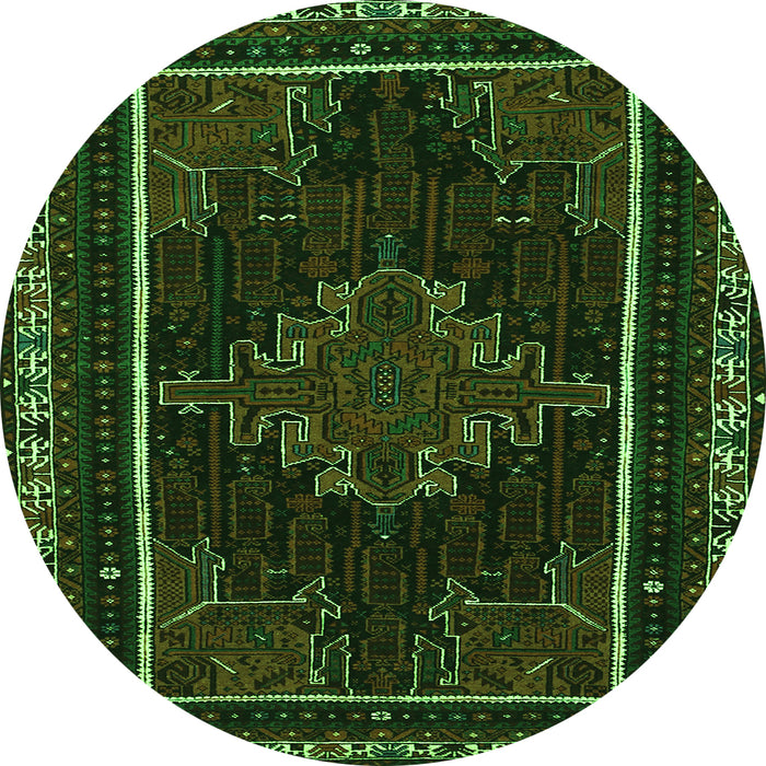 Square Persian Green Traditional Rug, tr1543grn