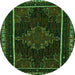 Square Persian Green Traditional Rug, tr1543grn