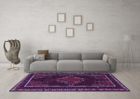 Machine Washable Persian Purple Traditional Rug, wshtr1543pur