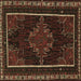 Square Machine Washable Persian Brown Traditional Rug, wshtr1543brn