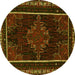 Round Persian Yellow Traditional Rug, tr1543yw