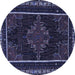 Round Machine Washable Persian Blue Traditional Rug, wshtr1543blu