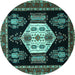 Round Persian Turquoise Traditional Rug, tr1544turq