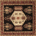 Square Persian Brown Traditional Rug, tr1544brn