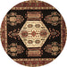 Round Persian Brown Traditional Rug, tr1544brn