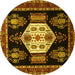 Round Persian Yellow Traditional Rug, tr1544yw