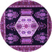 Round Machine Washable Persian Purple Traditional Area Rugs, wshtr1544pur