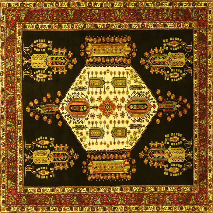 Square Machine Washable Persian Yellow Traditional Rug, wshtr1544yw