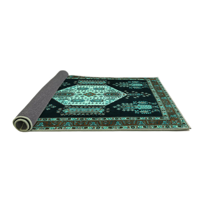 Sideview of Persian Turquoise Traditional Rug, tr1544turq
