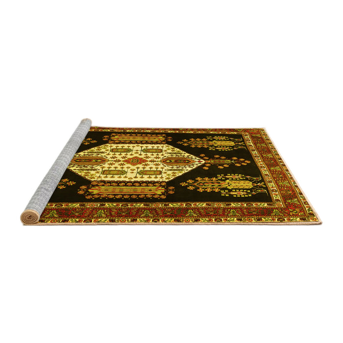 Sideview of Machine Washable Persian Yellow Traditional Rug, wshtr1544yw