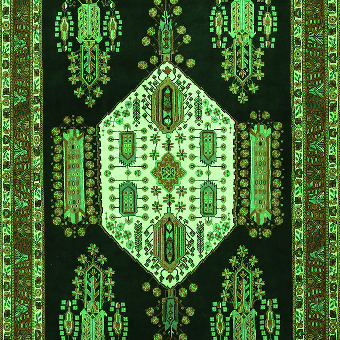 Serging Thickness of Machine Washable Persian Green Traditional Area Rugs, wshtr1544grn