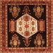 Round Machine Washable Persian Orange Traditional Area Rugs, wshtr1544org