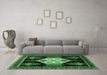 Machine Washable Persian Emerald Green Traditional Area Rugs in a Living Room,, wshtr1544emgrn