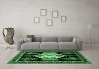 Machine Washable Persian Emerald Green Traditional Rug, wshtr1544emgrn