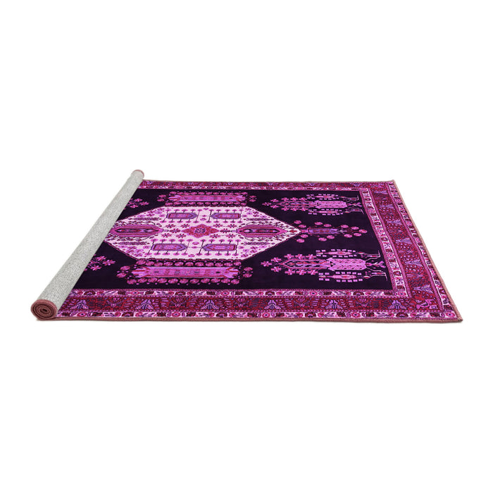 Sideview of Machine Washable Persian Pink Traditional Rug, wshtr1544pnk