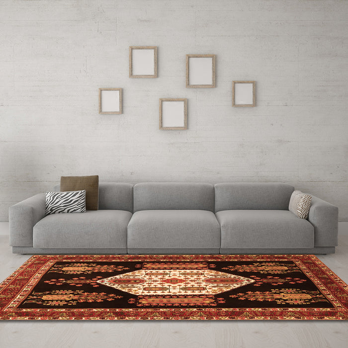 Machine Washable Persian Orange Traditional Area Rugs in a Living Room, wshtr1544org