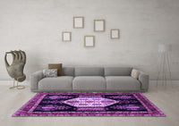 Machine Washable Persian Purple Traditional Rug, wshtr1544pur