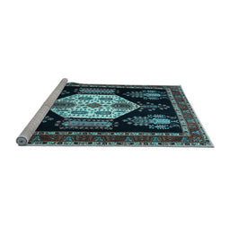 Sideview of Machine Washable Persian Light Blue Traditional Rug, wshtr1544lblu