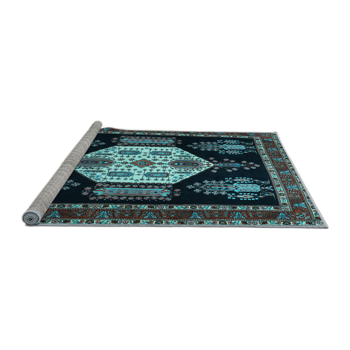 Sideview of Machine Washable Persian Light Blue Traditional Rug, wshtr1544lblu