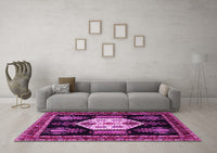 Machine Washable Persian Pink Traditional Rug, wshtr1544pnk