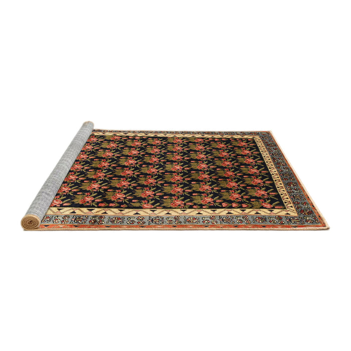 Sideview of Machine Washable Traditional Bronze Brown Rug, wshtr1545