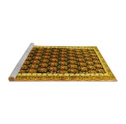 Sideview of Machine Washable Persian Yellow Traditional Rug, wshtr1545yw