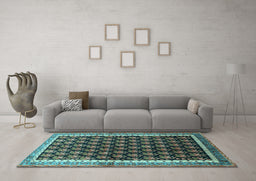 Machine Washable Persian Light Blue Traditional Rug in a Living Room, wshtr1545lblu