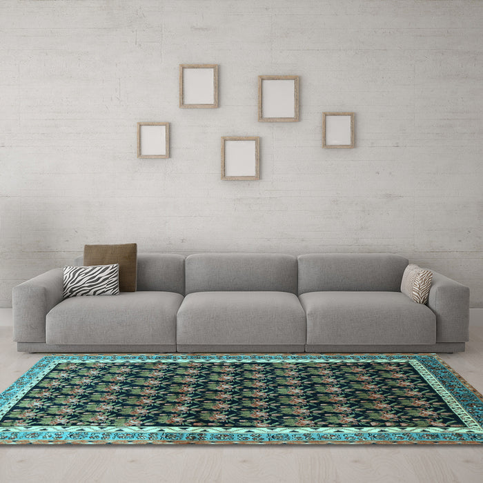 Machine Washable Persian Light Blue Traditional Rug in a Living Room, wshtr1545lblu