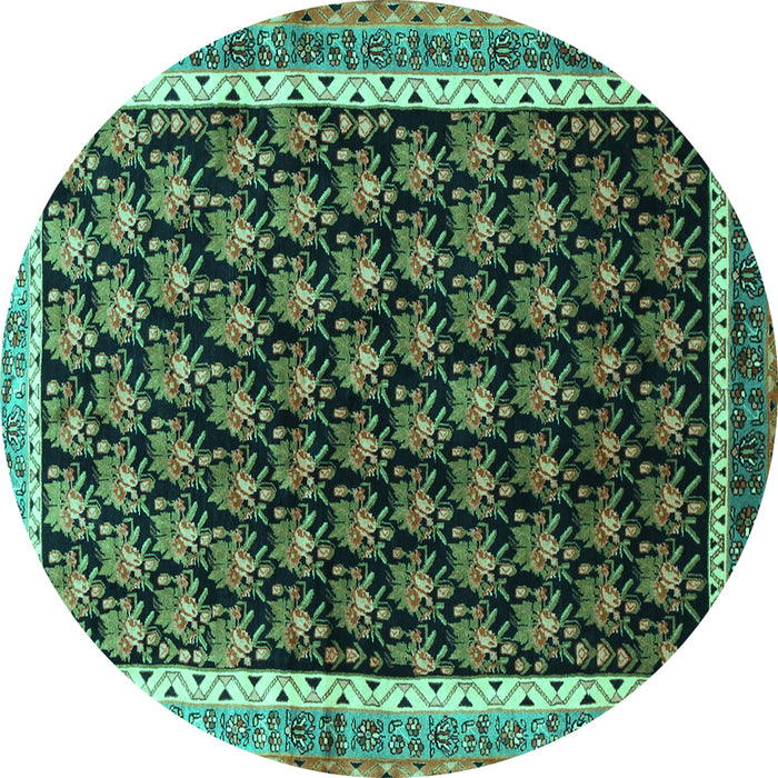 Round Persian Turquoise Traditional Rug, tr1545turq